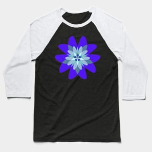 Blue Geometric Flower Baseball T-Shirt